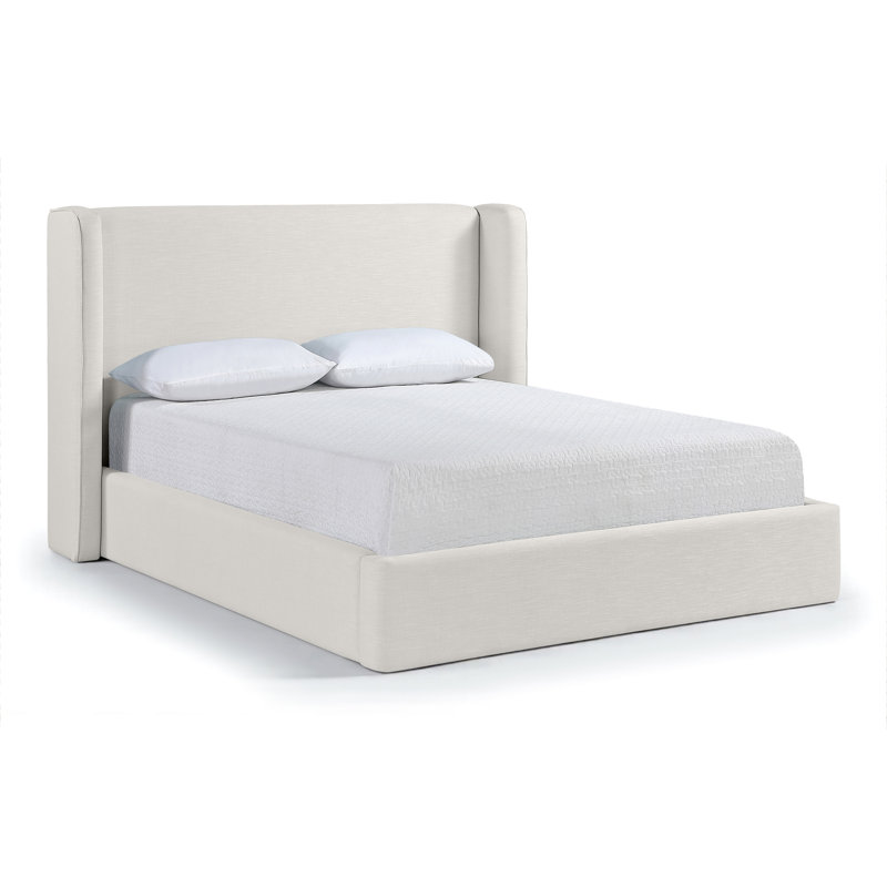 Kendall Wanaque Linen Textured Fabric Upholstered Bed, Cream Linen Textured Fabric, Full