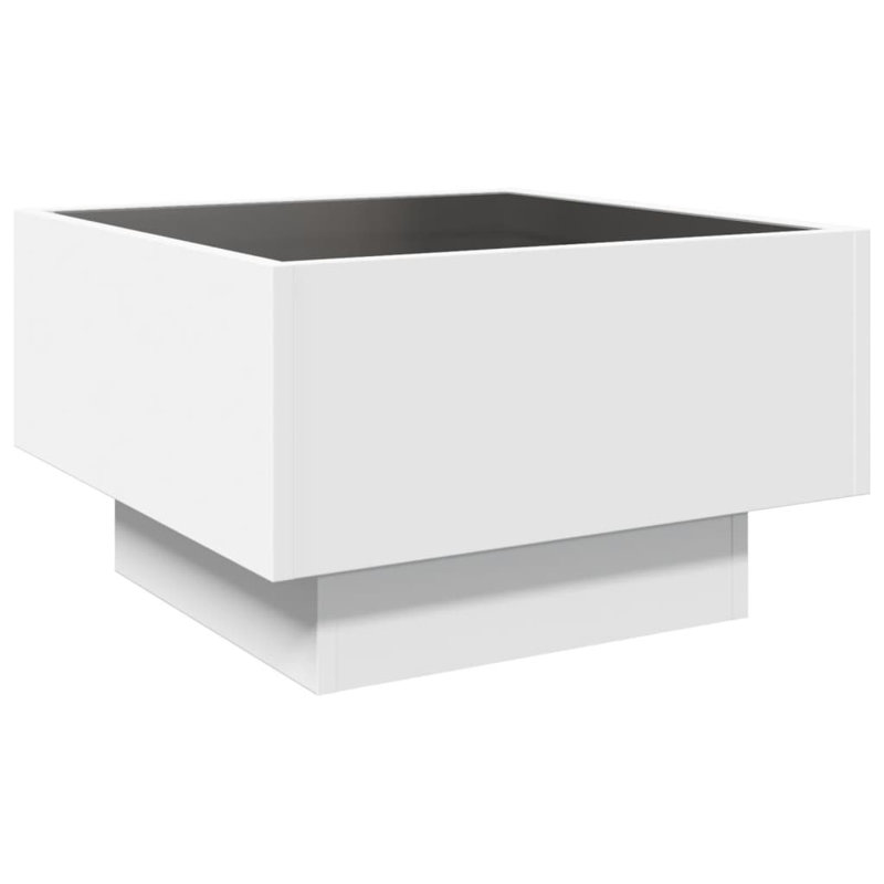 Table basse en bois d'ingénierie, verre, Blanc, H 11,8 po x L 19,7 po x l 19,7 po