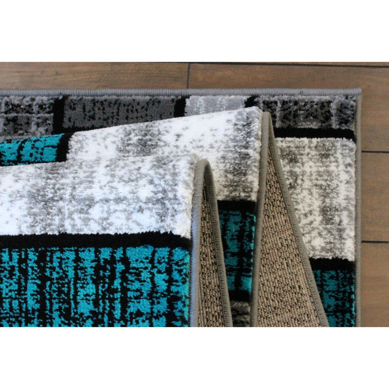 Skarthi Modern Geometric Color Block Area Rug, Rectangle 2' x 3'