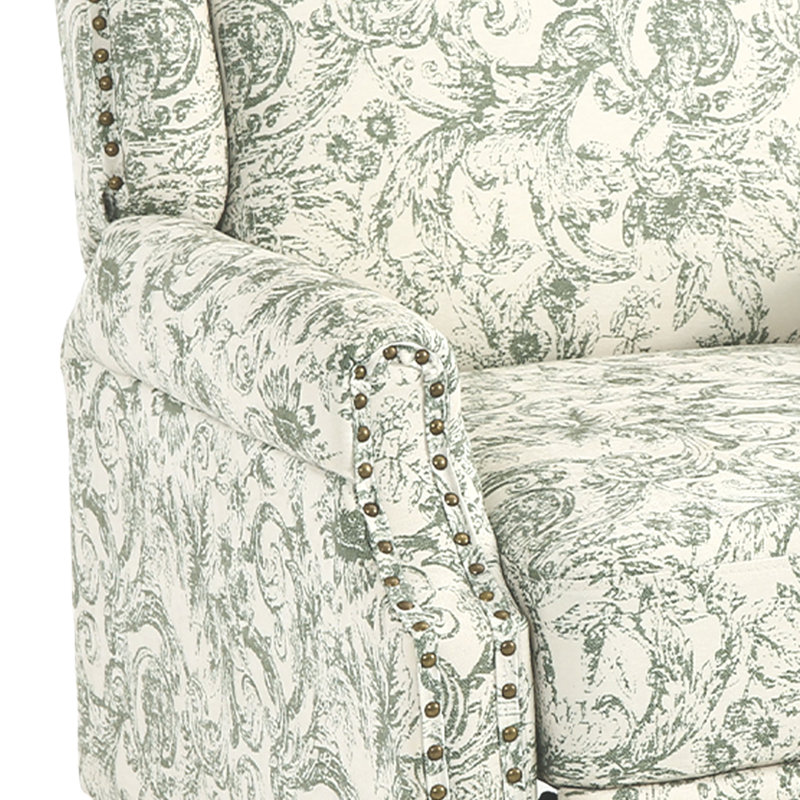 Manual Standard Push Back Recliner, Green Floral