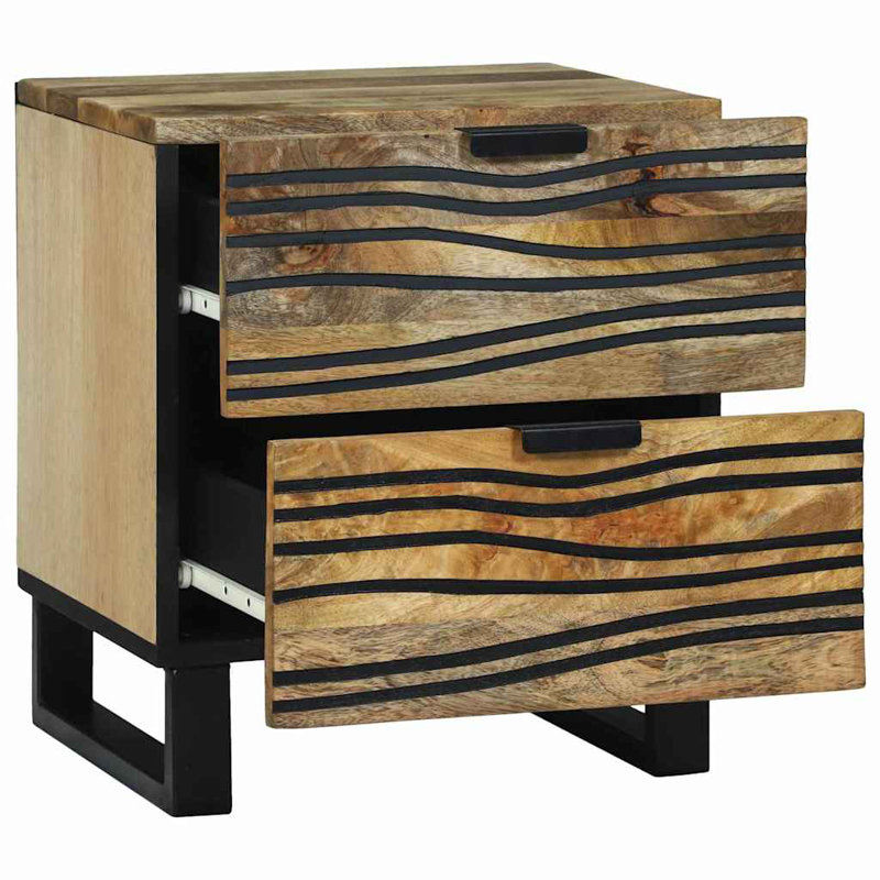 Bedside Cabinet 2 Pcs 40 X 33 X 46 Cm Solid Mango Wood, Brown