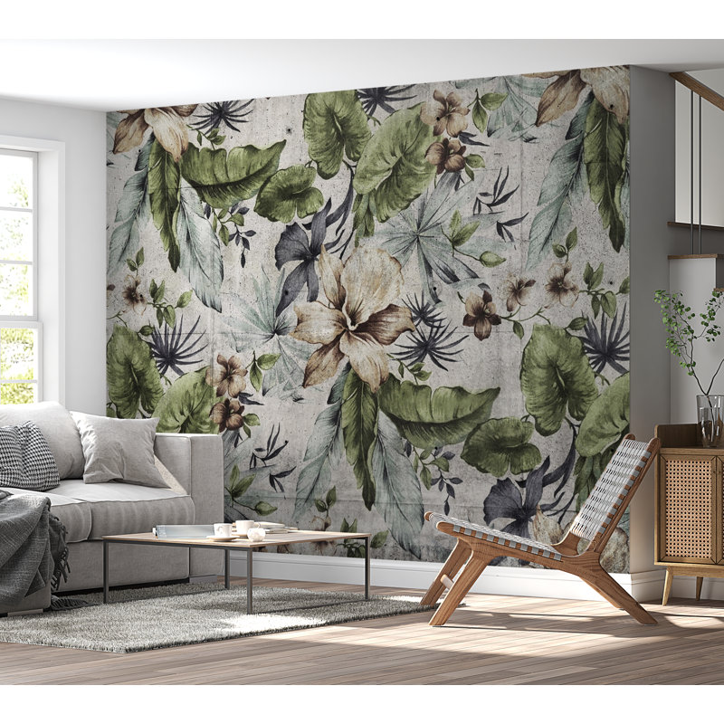 Murale florale Auralee, Vert, L 57 po x L 41 po