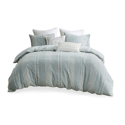 Premium Cotton Jacquard Bedding Sets, King/cal King Size, Modern Aqua Design For Comfortable Bedrooms