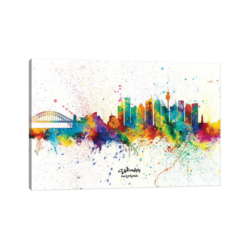 Sydney Australia Skyline Splash by Michael Tompsett - Wrapped Canvas Print, 30.48 cm H x 45.72 cm W