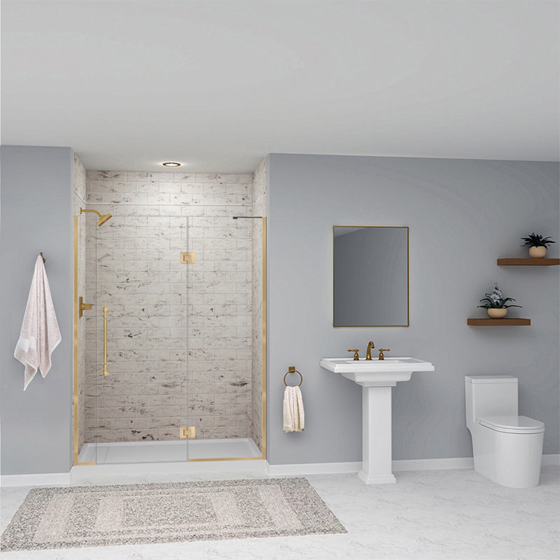 SaraMar Sand Beige 60" x 96" Solid Surface Shower Wall Kit