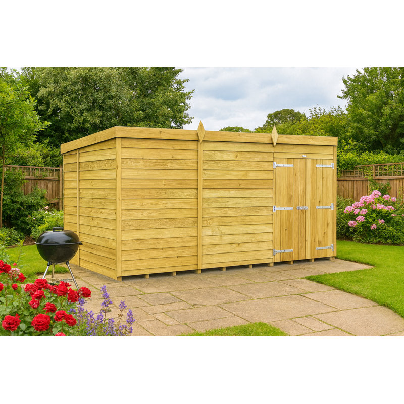 12ft x 7ft Pent Shed - Double Door without Windows