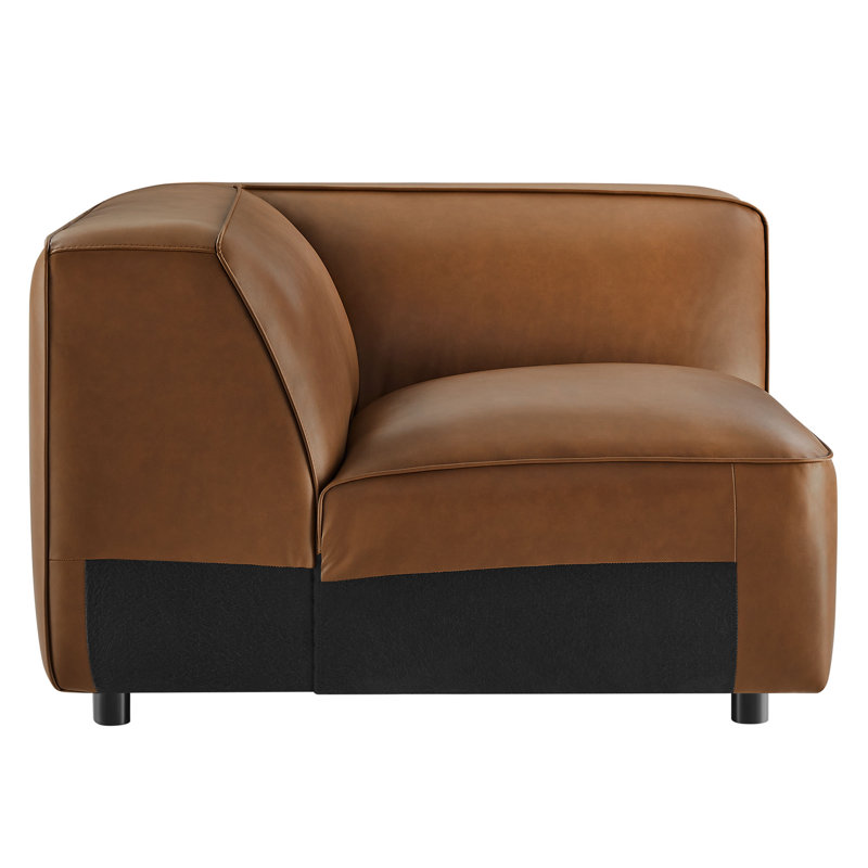 Fauteuil d'angle rembourré Auren, Similicuir café