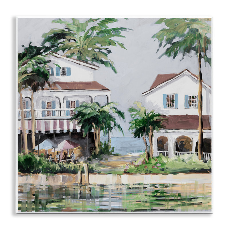 "Coastal Bay Cottage", art mural sur bois par Jane Slivka