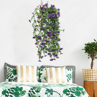  Orchidée simulée suspendue au plafond décoratif mural Yugei en rotin Camellia Chlorophytum Comosum