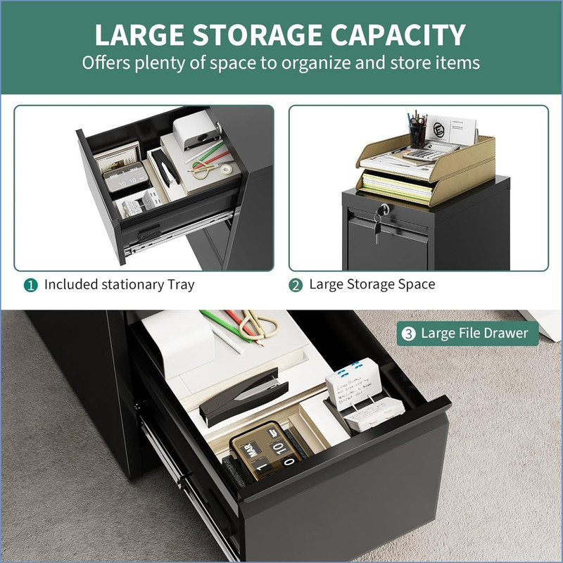 38cm Wide 3 -Drawer File Cabinet
