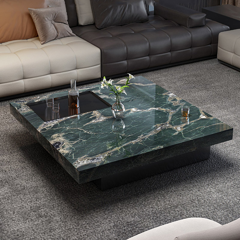 Table basse carrée suspendue en marbre, H 11,8 po x L 47,2 po x l 47,2 po