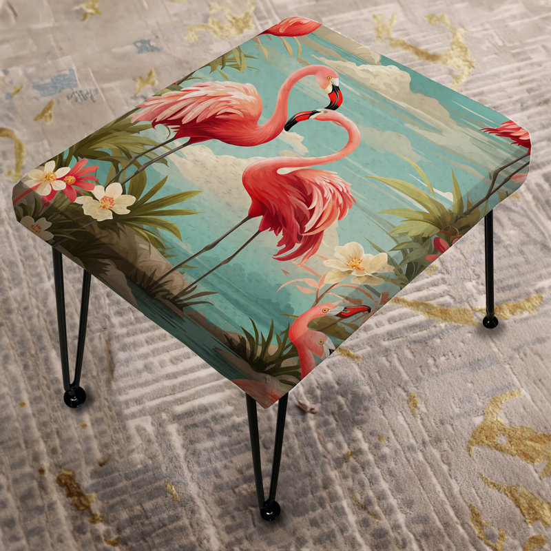 Coastal Flamingo Fusion Coastal Motif - Repose-pieds rectangulaire Tropical
