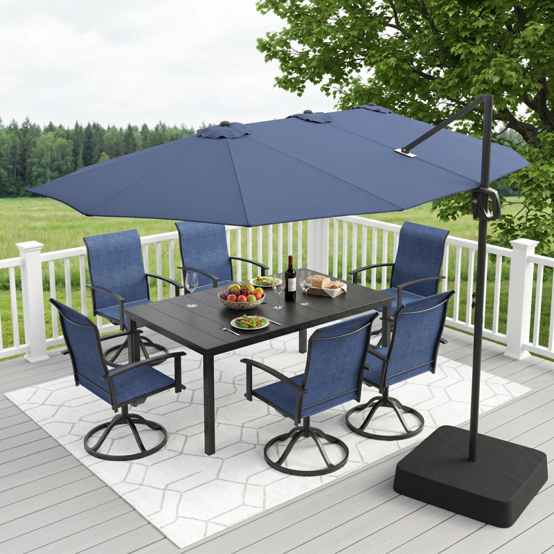 Parasol rectangulaire en porte-à-faux avec base, Marine