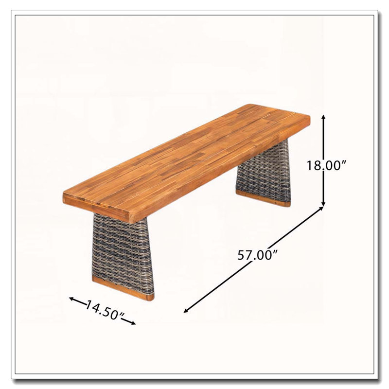 Banc de patio en bois, Gris, teck