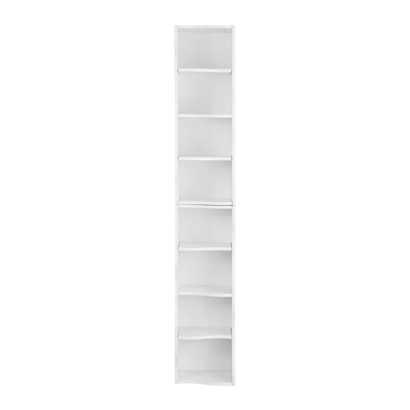 8-layer Adjustable Ultra-thin Bookshelf With Wavy Border – Detachable Upper & Lower Cabinets, 3-level Shelves, High Narrow Design For Home Office Display & Multi-functional Storage