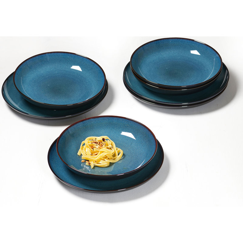 Piece Stoneware Dinnerware Set - Service for 4, Blue