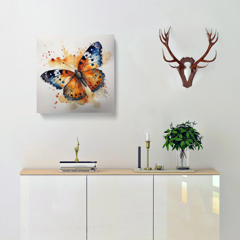 Butterfly Watercolour - Wrapped Canvas, 35cm H x 35cm W x 3cm D