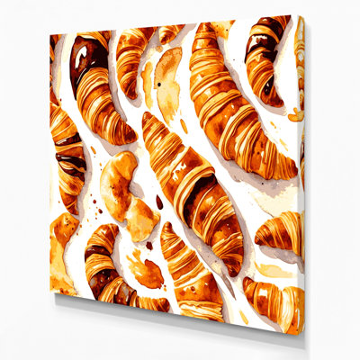 Desserts croissants, art mural sur toile beige