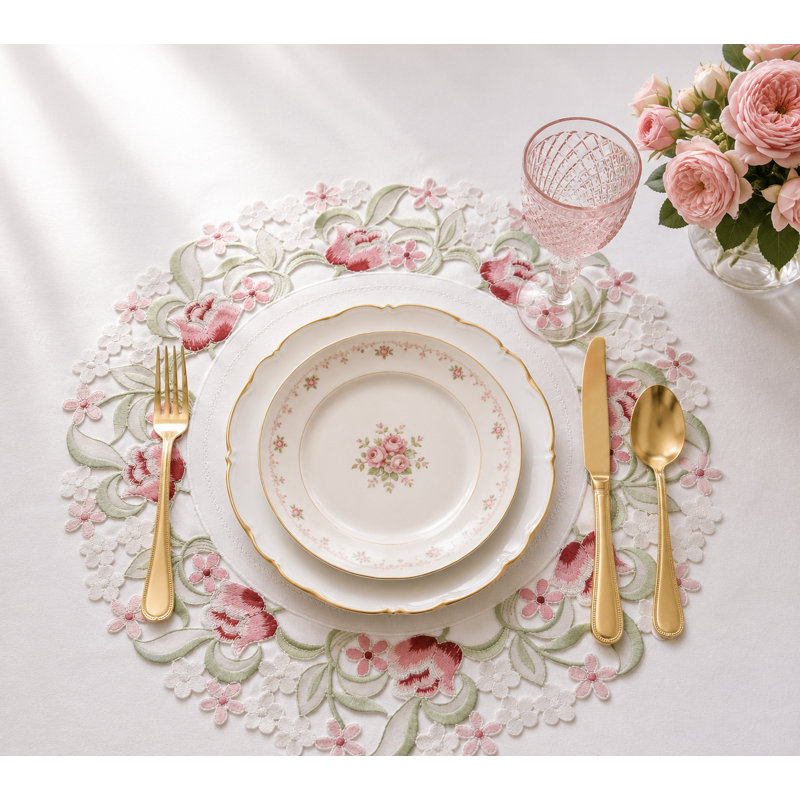 Lennart Polyester Embroidered Round Placemat