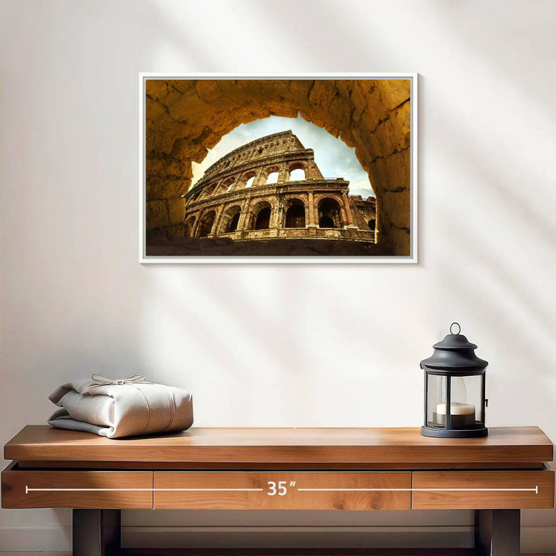 Colisée historique à Rome, Cadre flottant blanc, 19 po x 13 po