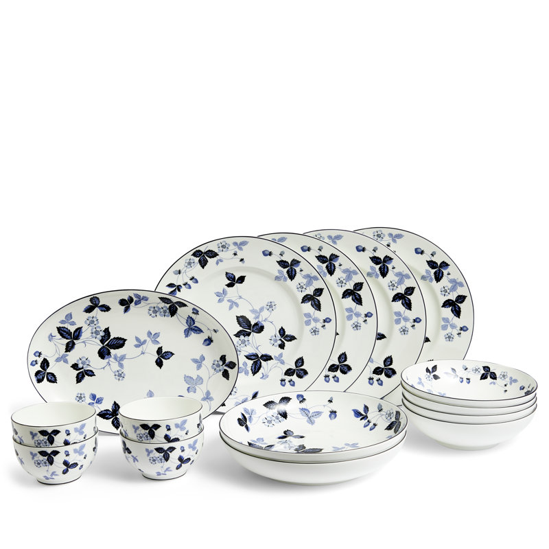 Wild Strawberry Inky Blue 15-Piece Dinnerware Set