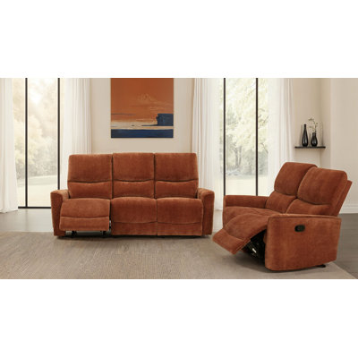 Navarro 2-Piece Upholstered Reclining Sofa Set Orange