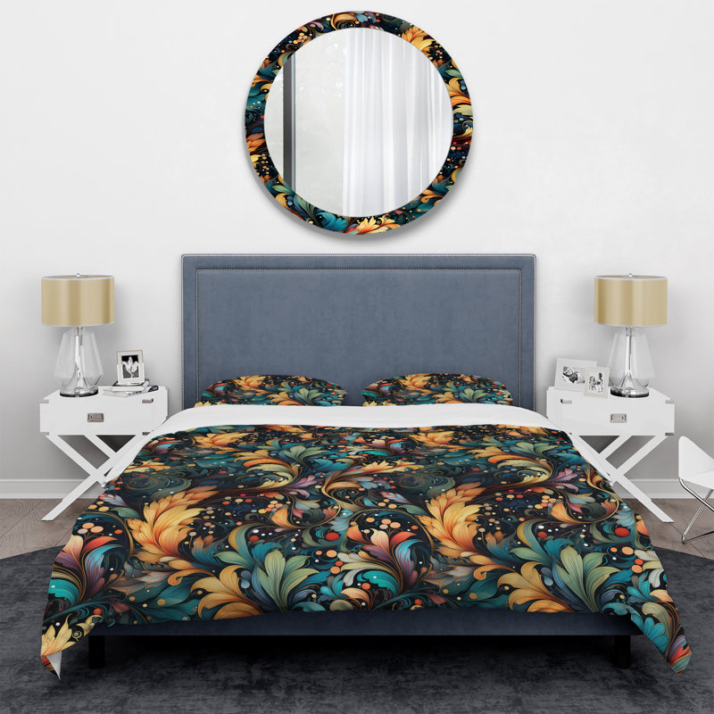 Literie céleste rose et bleu à motif cachemire II, Housse de couette simple + 1 taie décorative stan