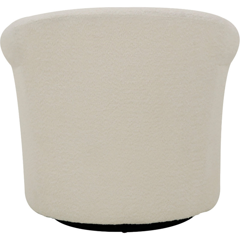 Buril Upholstered Swivel Barrel Chair, White Polyester Blend