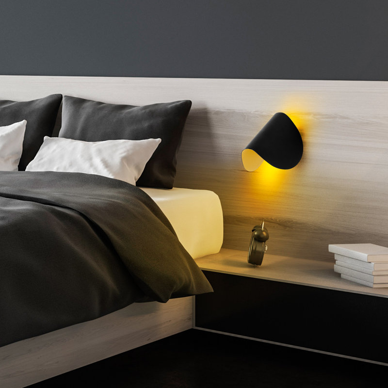 Modern Industrial Wall Lamp, Black Metal Body, 6.7 x 4.7 x 5.1 Inches | 1W LED Socket, 3000K Warm Light | Durable Metal Base Plate 2.8 Inches | Stylish Accent for Home, Office & Living Spaces, IP20 Rating