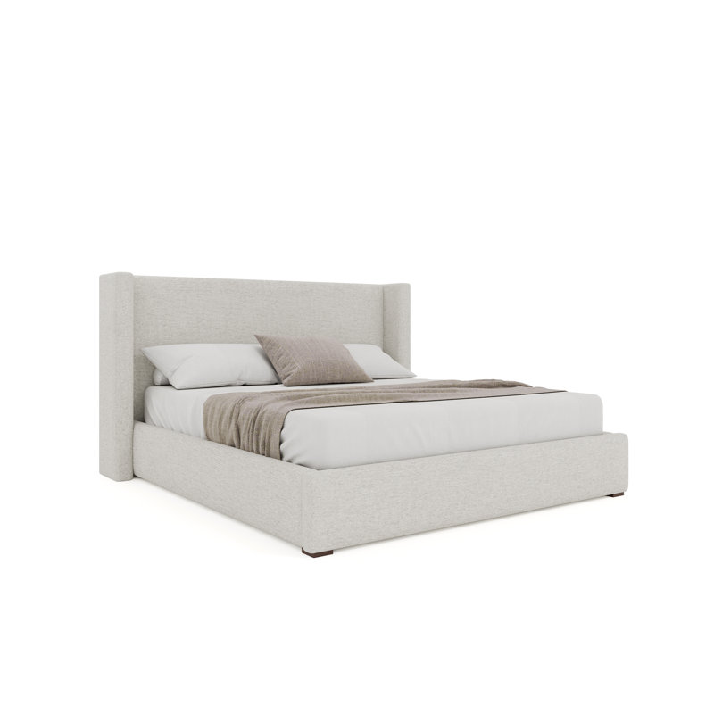 Aylet Low Upholstered Bed, Linen Light Khaki, Queen