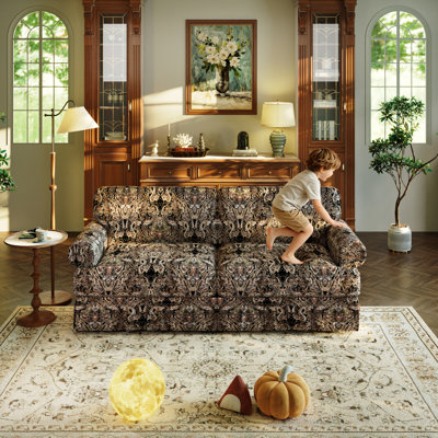Compression 3 Seater Sofas, 74 Inch Oxford Fabric, Rolled Arms Living Room