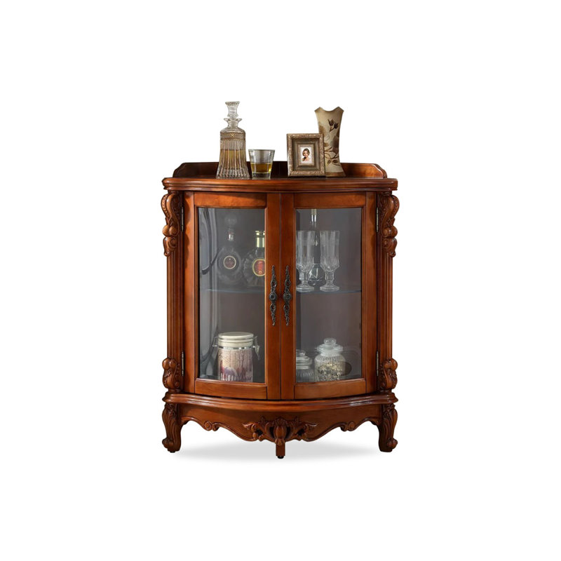 Armoire de coin en bois de noyer massif et verre