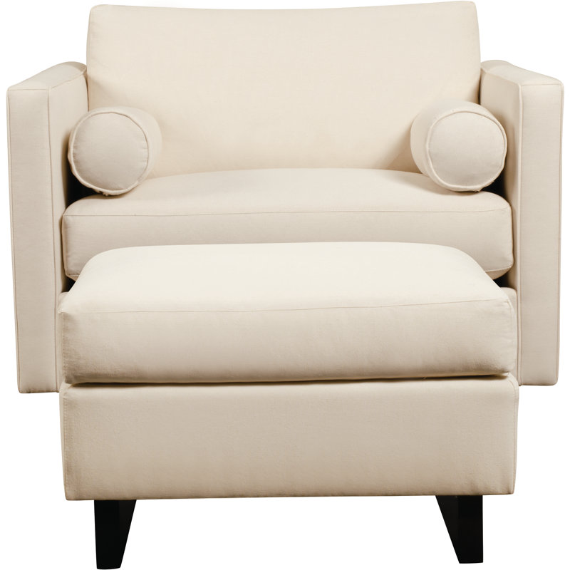 Paxton Ottoman, White Polyester Blend