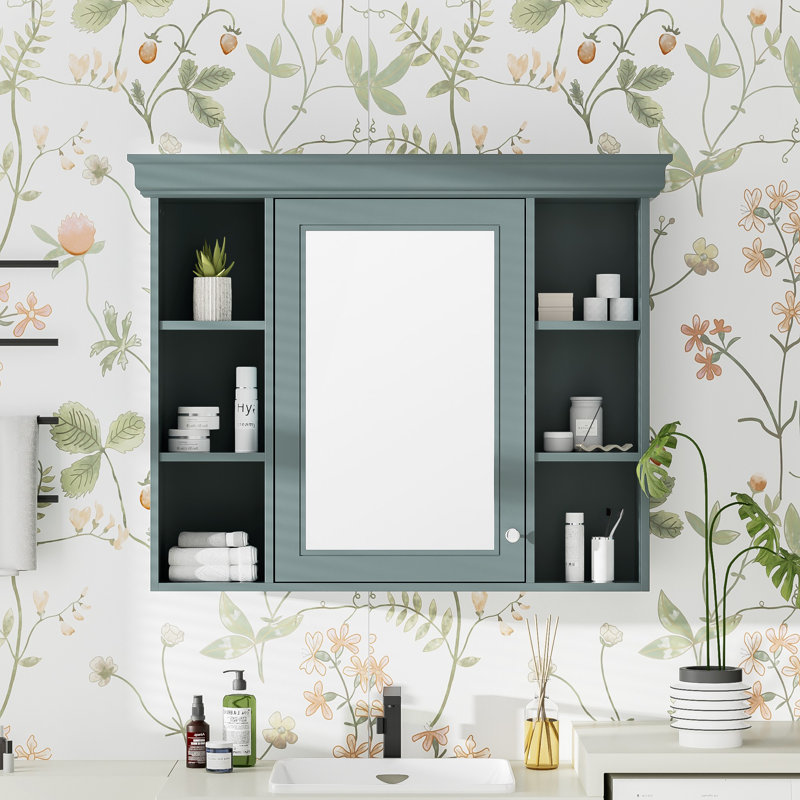 35 po X P 28 po Armoire à pharmacie murale rectangulaire bleue H avec miroir