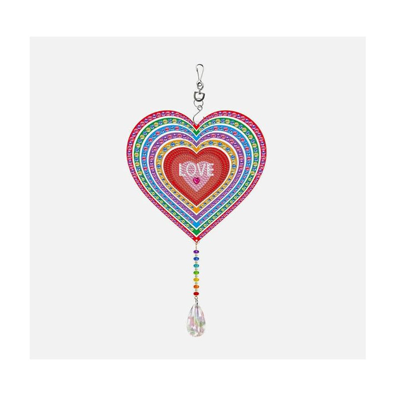 Abdurahim 5D DIY Love Heart Hanging Sun Catcher Diamond Painting Kit Rotatable Double Sided Crystal Approx 39.5cm Decoration