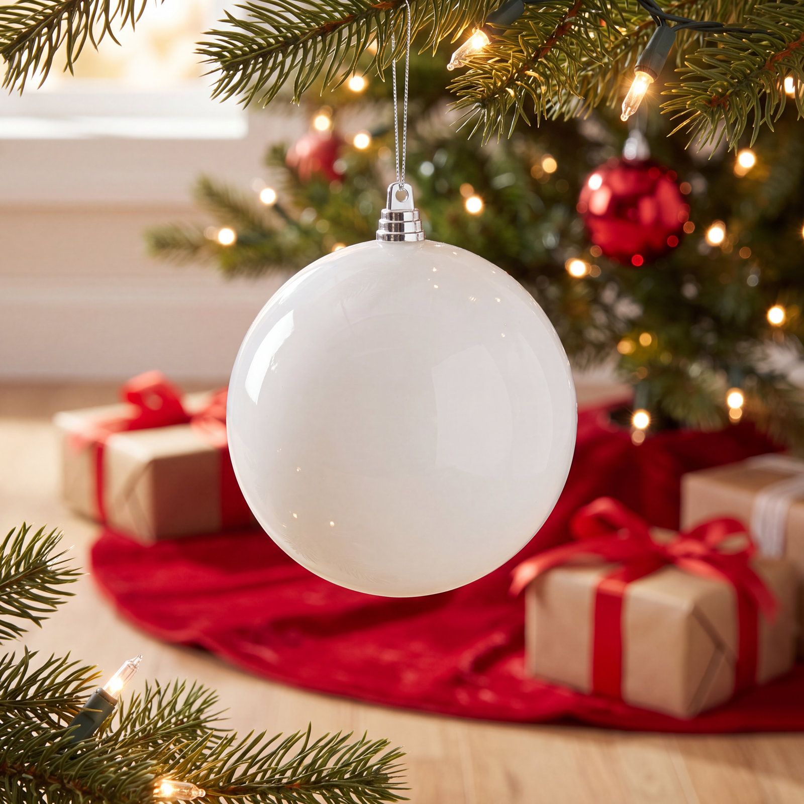 Linita 5" Shatterproof Bauble, White