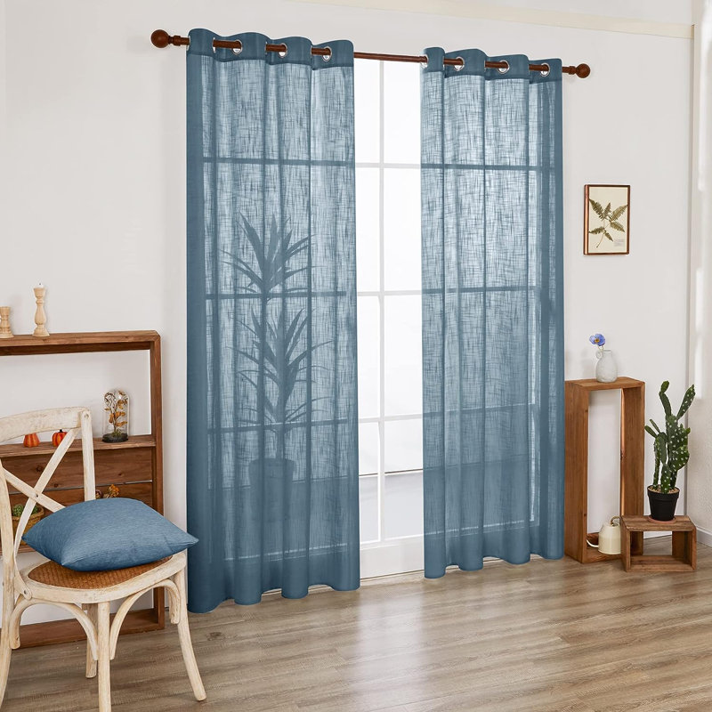 Sheer Curtain Pair, 52" W x 63" L, Haze Blue