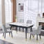 Ensemble de table de salle à manger en pierre frittée extensible de 55 à 79 po avec rallonge cachée et pieds en métal-1427827691-1427827684