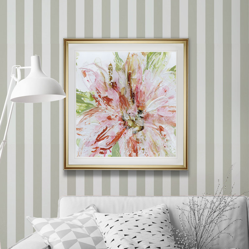 Floral Strokes II - Reproduction d'art graphique sur papier encadré, H 27 po x l 27 po x P 1,5 po, Cadre doré
