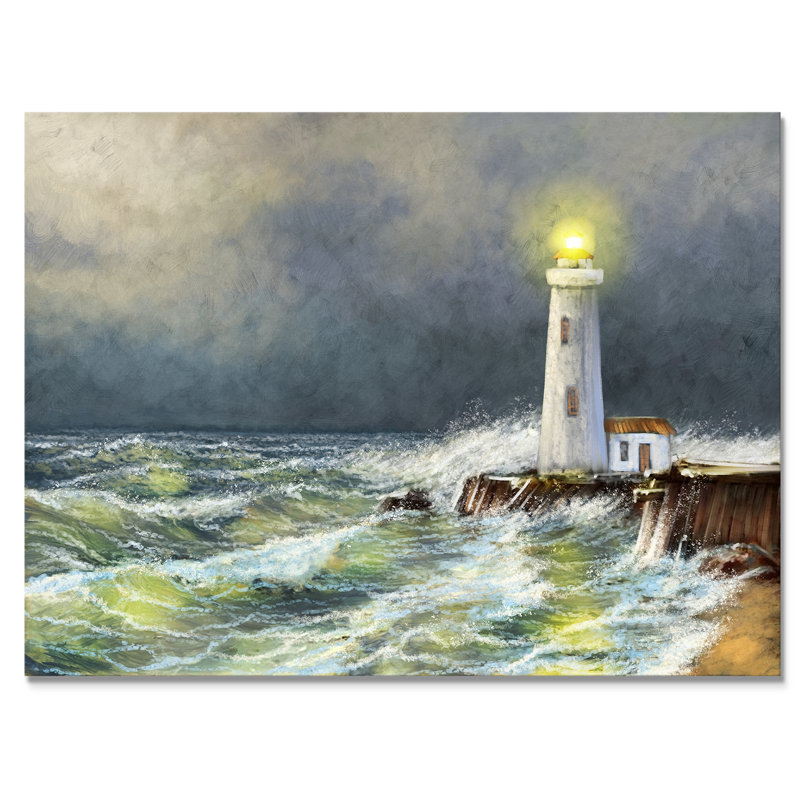 Phare de la mer, reproduction d'art sur toile, H 12 po x l 20 po x P 1 po, Toile tendue