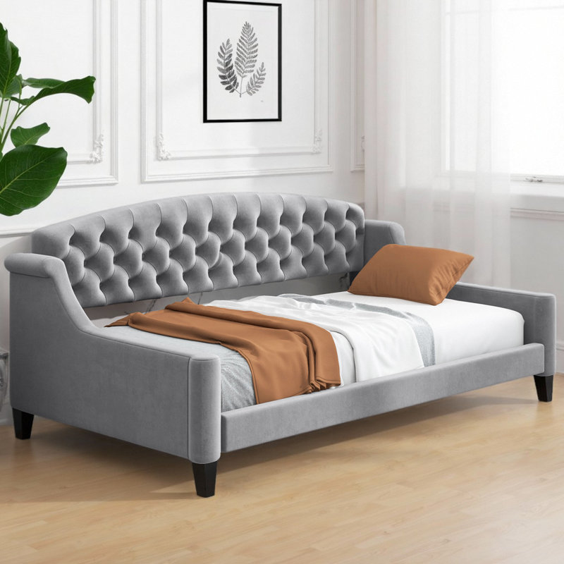 Dual-Function Modern Luxury Upholstered Daybed, Twin, Gray