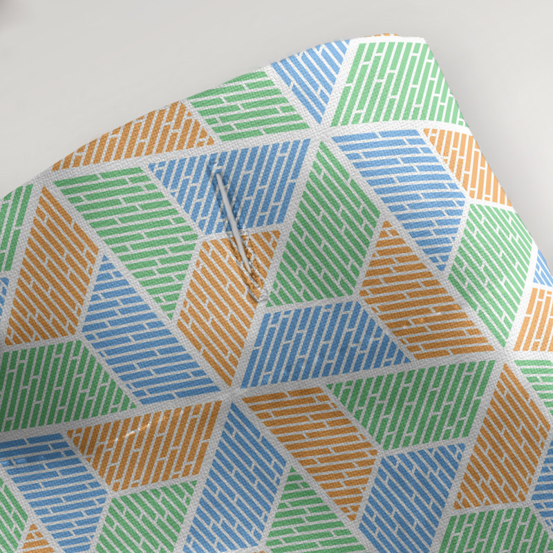 Rideau simple à deux trapézoïdes, Vert / bleu / orange