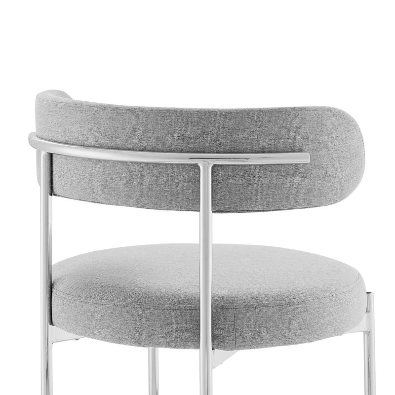 Modway Albie Fabric Dining Chairs, Silver, Gray