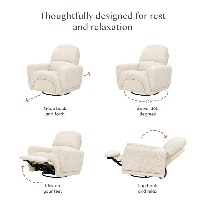 Rainbow Recliner and Swivel Glider, Teddy Loop Almond Sherpa