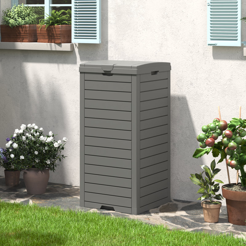 Contenant extérieur pour poubelle, 31 gallons, à double couvercle, Gris, 31 gallons
