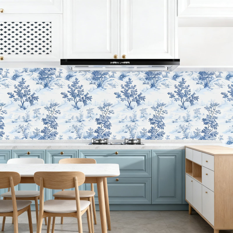 Papier peint adhésif bleu forêt bleue