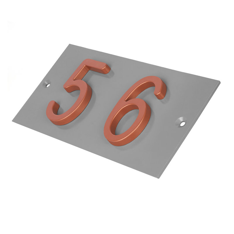 Plaque d'adresse horizontale en aluminium Royal Shade, Cuivre, Oui, Gris