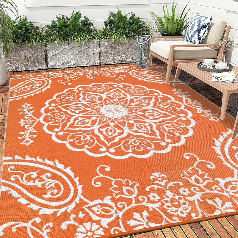 Outdoor Rug, Rectangle 6' x 9', Orange