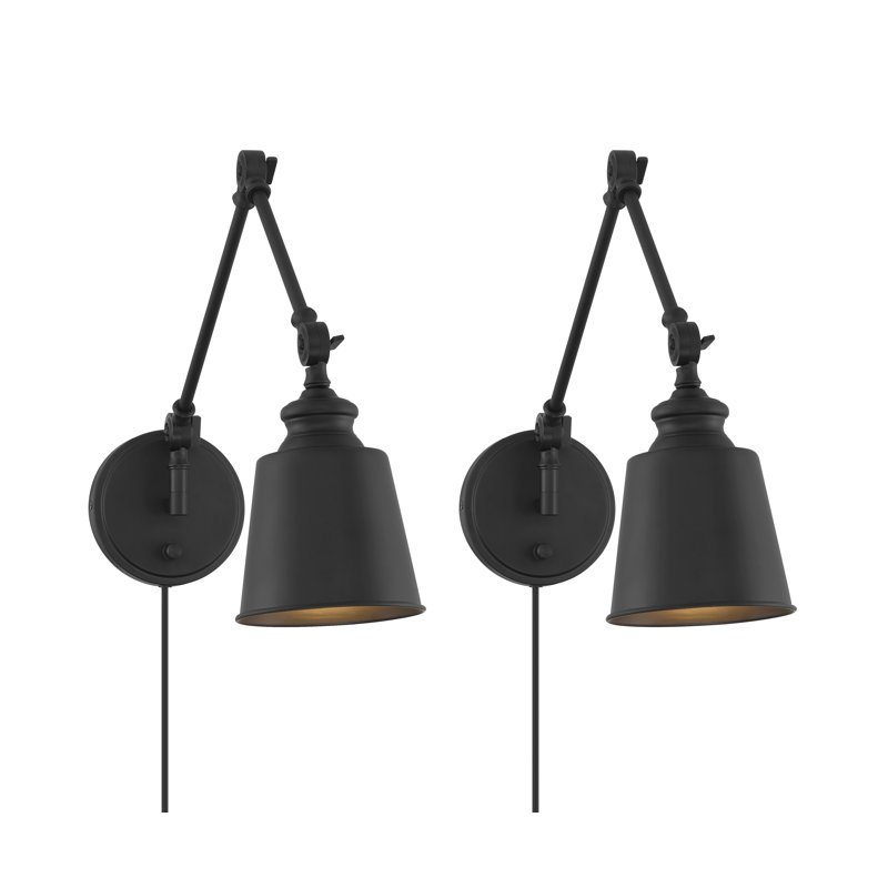Lila 1-Light Adjustable Wall Sconce in Black, Black