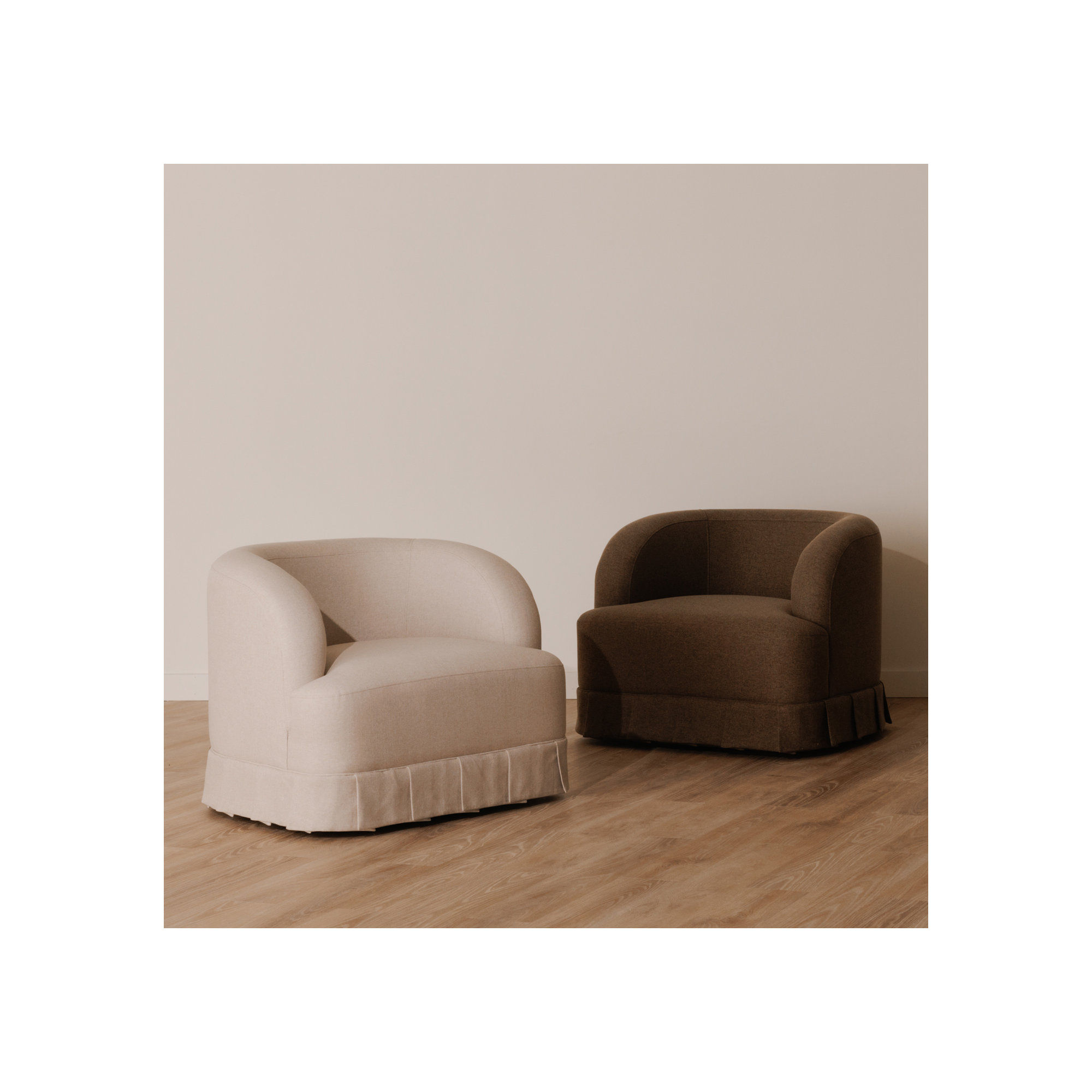 Milo Swivel Chair, Beige Polyester